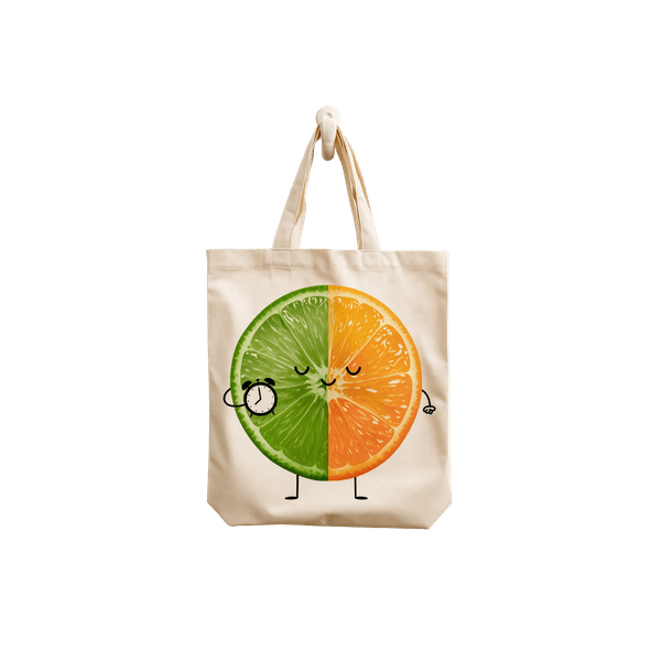 Illustration : un sac en toile avec la mascotte Zeste et un réveil