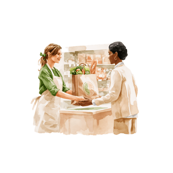 Illustration : retrait des courses en boutique